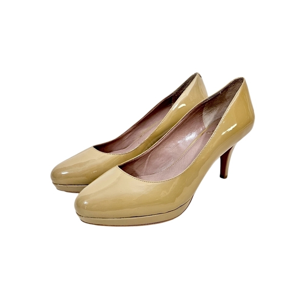 Vince Camuto Patent Leather Beige Platform Heels